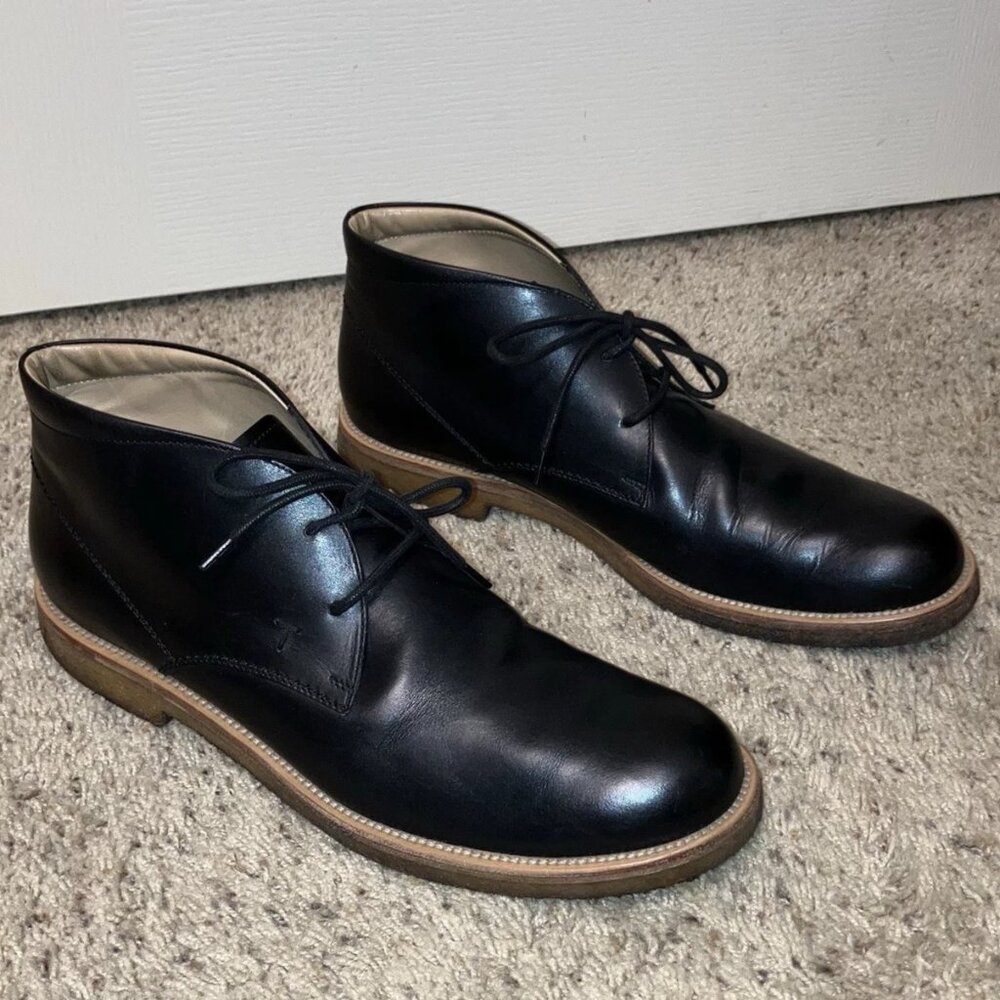 TOD'S Boots BLACK LEATHER Chukka - Sz 11.5 (US 12.5) Made in Italy VERY NICE!